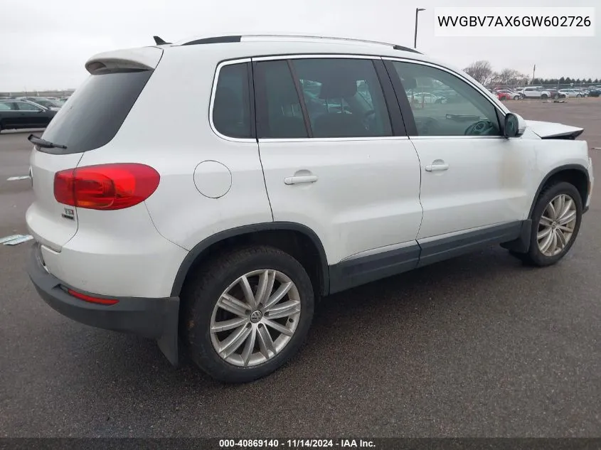 2016 Volkswagen Tiguan Se VIN: WVGBV7AX6GW602726 Lot: 40869140