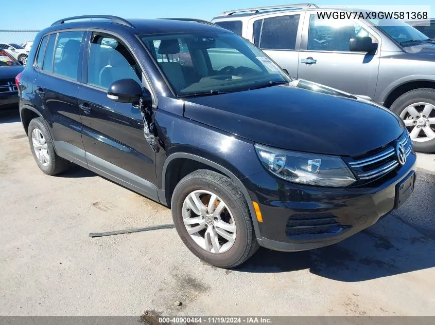 2016 Volkswagen Tiguan S VIN: WVGBV7AX9GW581368 Lot: 40900484