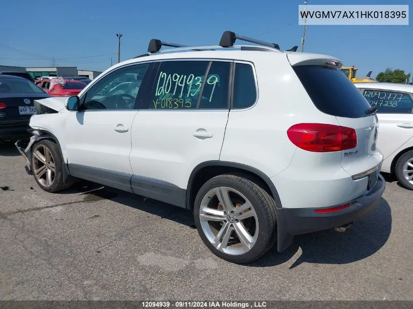 2017 Volkswagen Tiguan VIN: WVGMV7AX1HK018395 Lot: 12094939