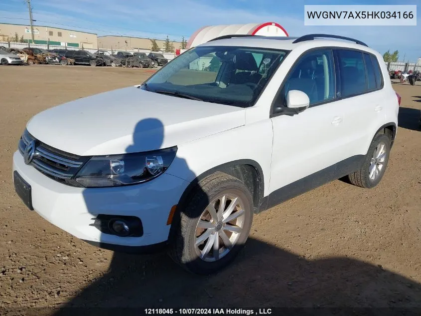 2017 Volkswagen Tiguan Wolfsburg VIN: WVGNV7AX5HK034166 Lot: 12118045