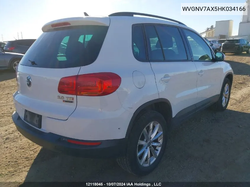 2017 Volkswagen Tiguan Wolfsburg VIN: WVGNV7AX5HK034166 Lot: 12118045