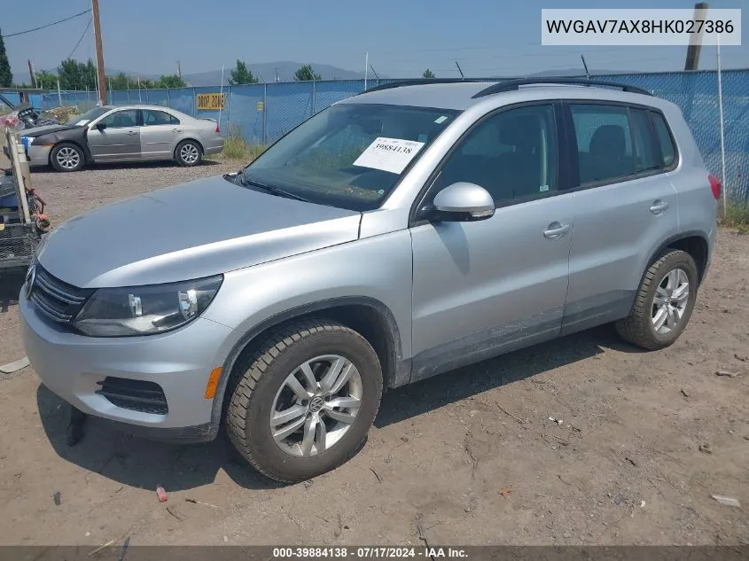 2017 Volkswagen Tiguan 2.0T/2.0T S VIN: WVGAV7AX8HK027386 Lot: 39884138