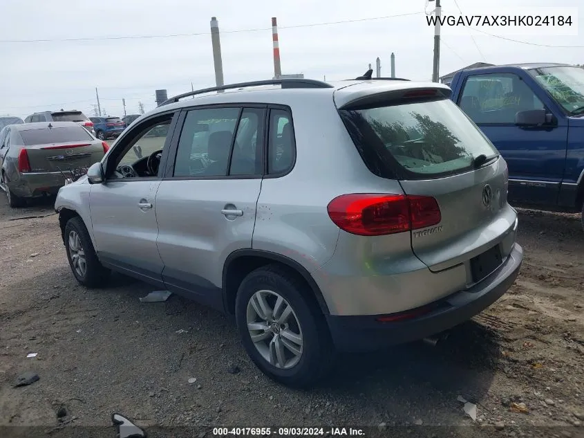 2017 Volkswagen Tiguan 2.0T/2.0T S VIN: WVGAV7AX3HK024184 Lot: 40176955