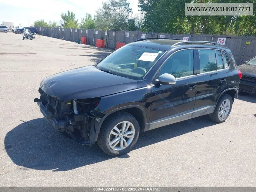 2017 Volkswagen Tiguan 2.0T/2.0T S VIN: WVGBV7AX5HK027771 Lot: 40224139