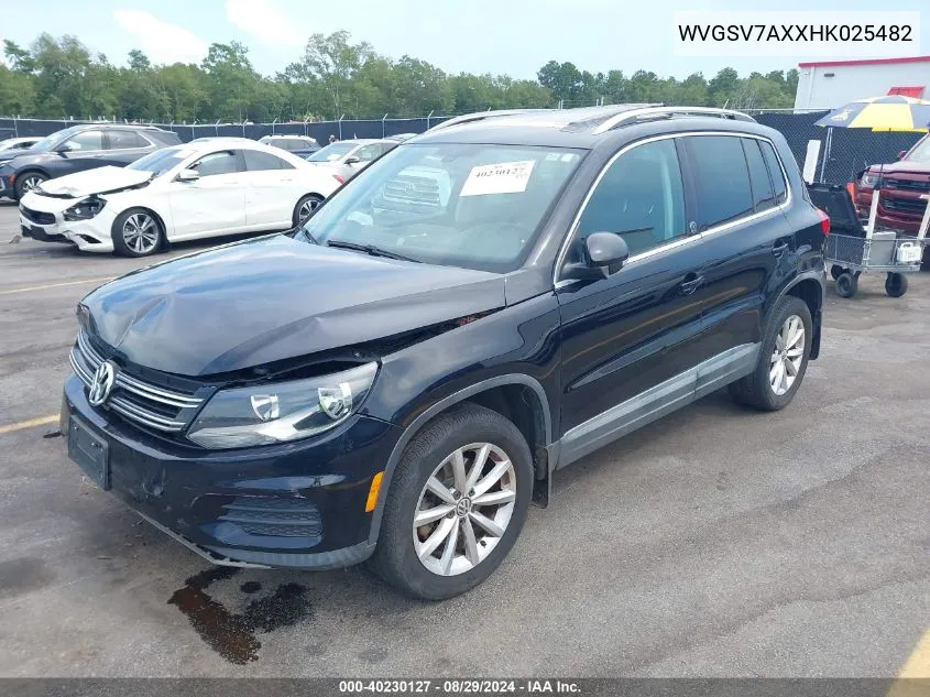 2017 Volkswagen Tiguan 2.0T Wolfsburg Edition VIN: WVGSV7AXXHK025482 Lot: 40230127