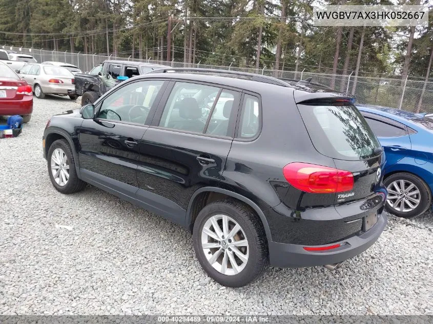 2017 Volkswagen Tiguan 2.0T/S VIN: WVGBV7AX3HK052667 Lot: 40294489