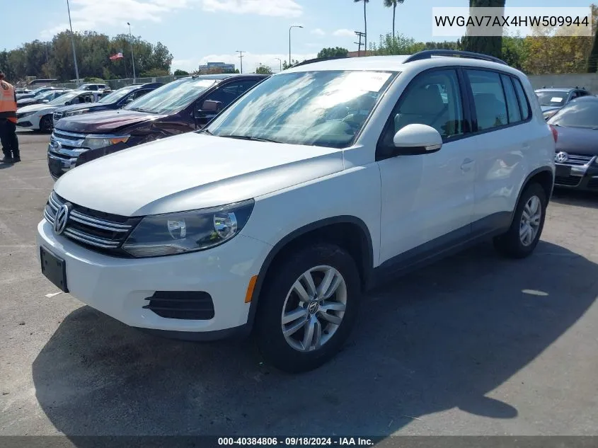 2017 Volkswagen Tiguan 2.0T S VIN: WVGAV7AX4HW509944 Lot: 40384806