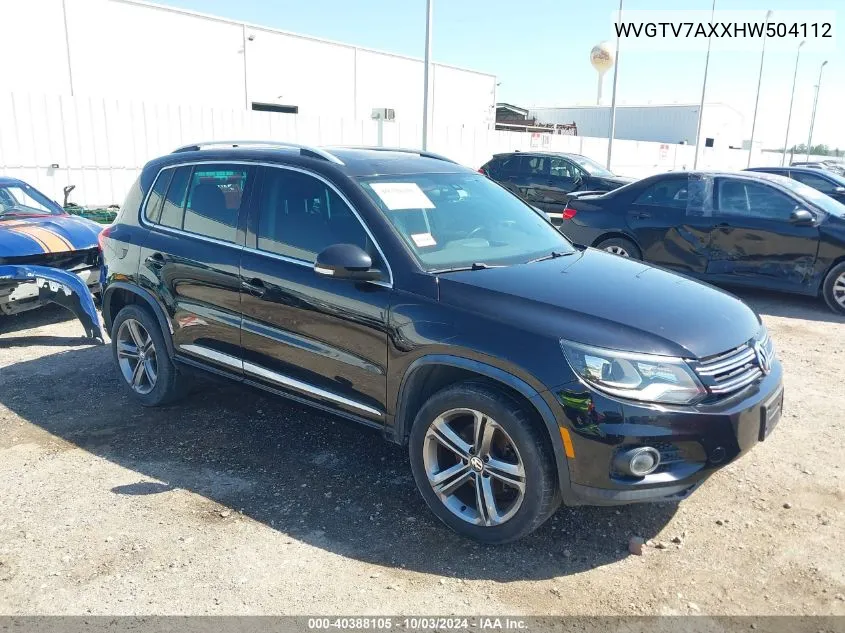 2017 Volkswagen Tiguan 2.0T Sport VIN: WVGTV7AXXHW504112 Lot: 40388105