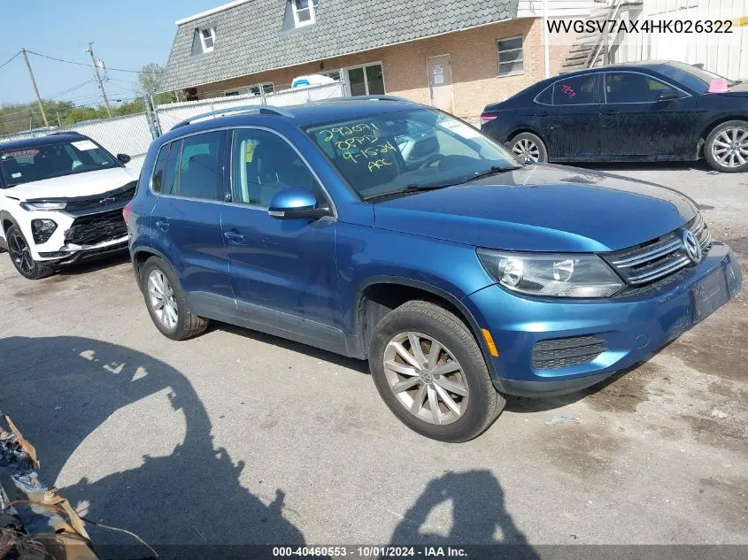 2017 Volkswagen Tiguan Wolfsburg VIN: WVGSV7AX4HK026322 Lot: 40460553