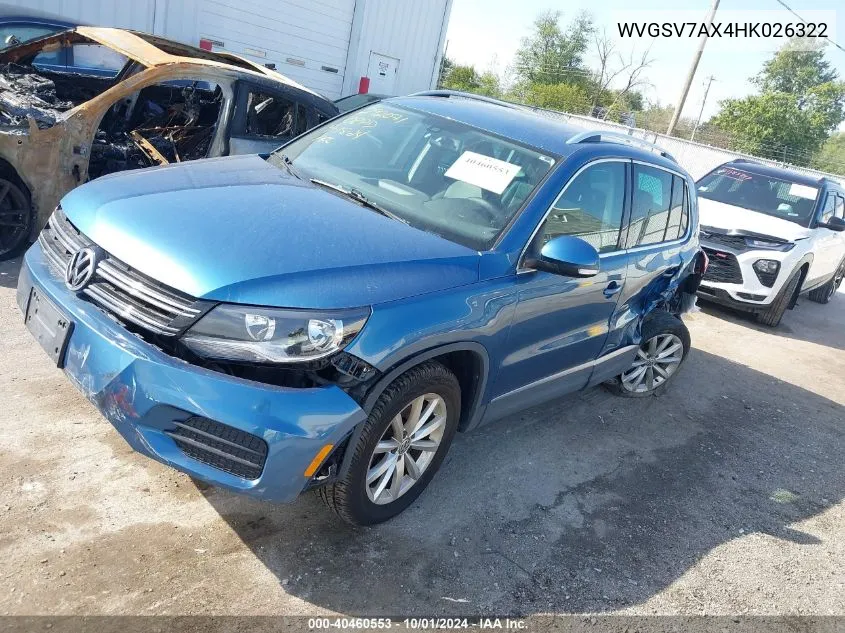 2017 Volkswagen Tiguan Wolfsburg VIN: WVGSV7AX4HK026322 Lot: 40460553