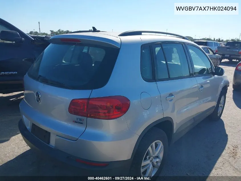 2017 Volkswagen Tiguan VIN: WVGBV7AX7HK024094 Lot: 40462601