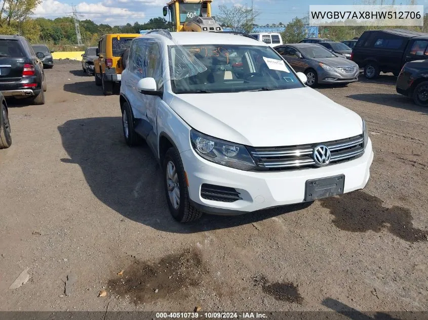 2017 Volkswagen Tiguan 2.0T S VIN: WVGBV7AX8HW512706 Lot: 40510739