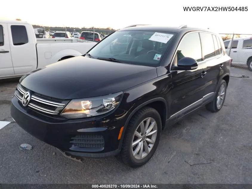 2017 Volkswagen Tiguan Wolfsburg VIN: WVGRV7AX2HW504485 Lot: 40525270