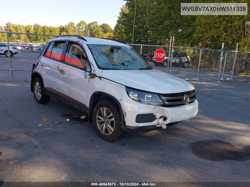 2017 Volkswagen Tiguan 2.0T S VIN: WVGBV7AX0HW511338 Lot: 40543672