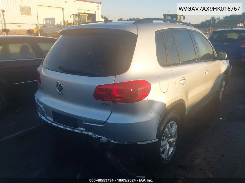 2017 Volkswagen Tiguan 2.0T/2.0T S VIN: WVGAV7AX9HK016767 Lot: 40553794