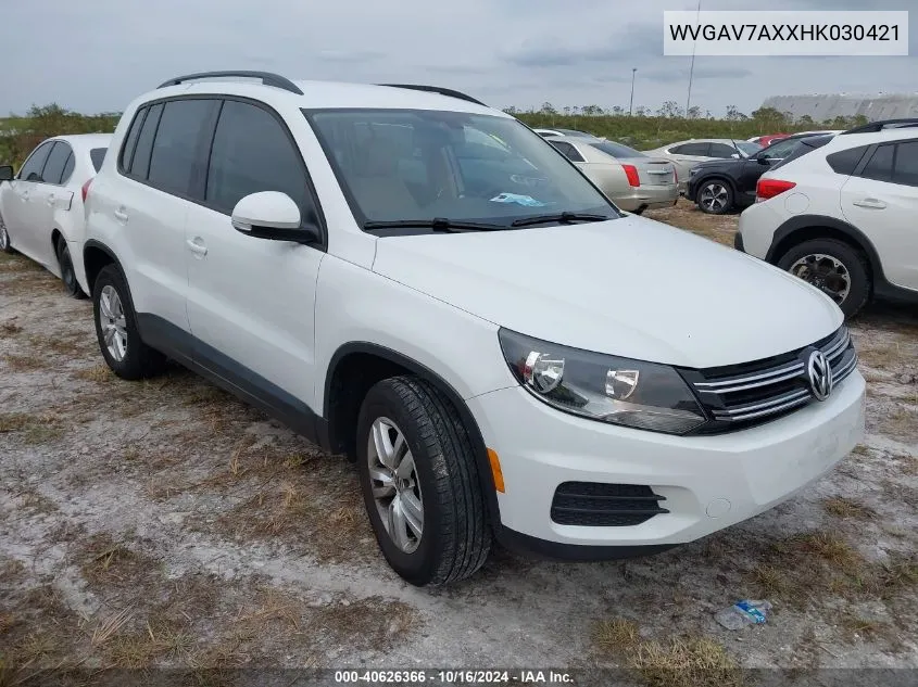 2017 Volkswagen Tiguan 2.0T/2.0T S VIN: WVGAV7AXXHK030421 Lot: 40626366