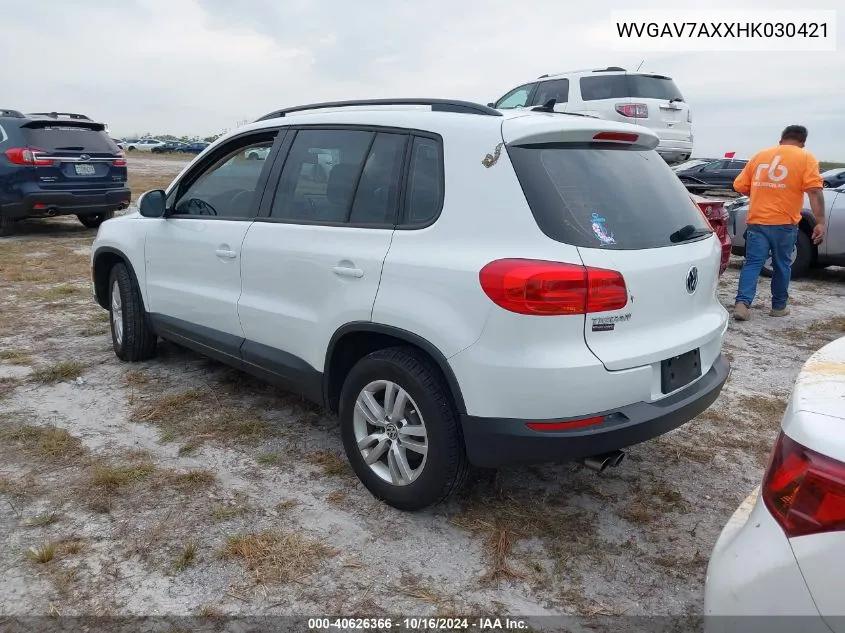 2017 Volkswagen Tiguan 2.0T/2.0T S VIN: WVGAV7AXXHK030421 Lot: 40626366