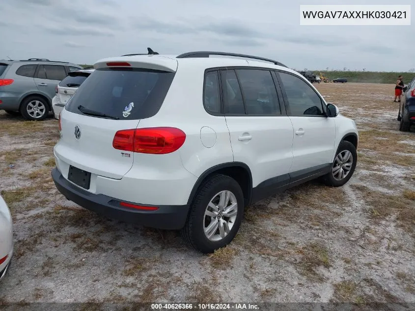 2017 Volkswagen Tiguan 2.0T/2.0T S VIN: WVGAV7AXXHK030421 Lot: 40626366