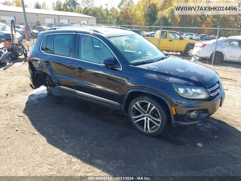 2017 Volkswagen Tiguan 2.0T Sel VIN: WVGWV7AX3HK024496 Lot: 40688552