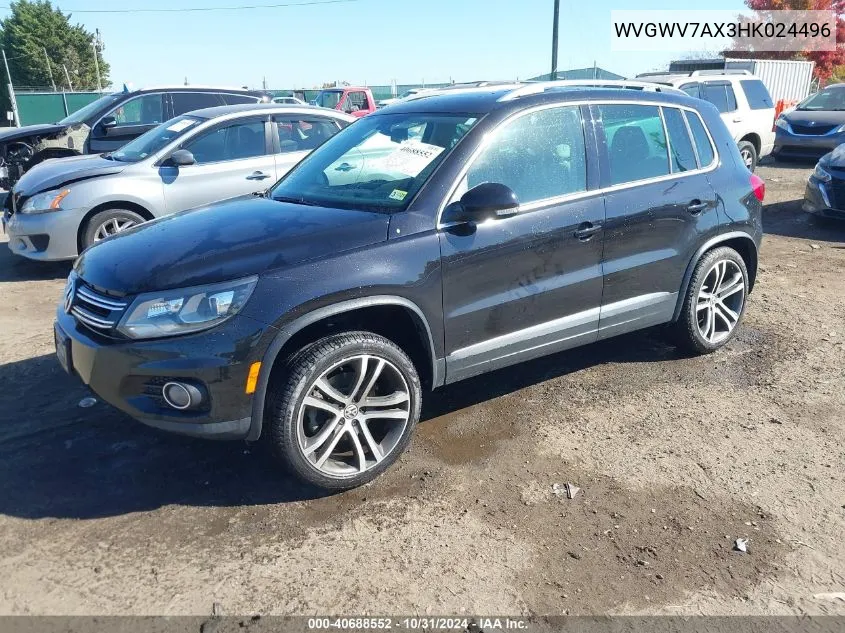 2017 Volkswagen Tiguan 2.0T Sel VIN: WVGWV7AX3HK024496 Lot: 40688552