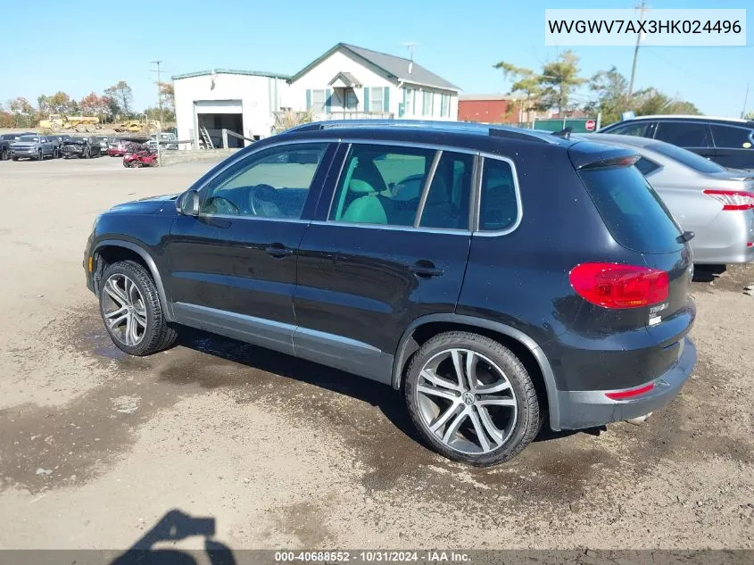 2017 Volkswagen Tiguan 2.0T Sel VIN: WVGWV7AX3HK024496 Lot: 40688552