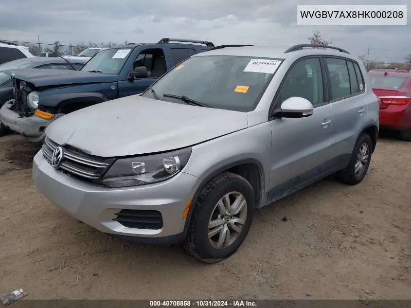 2017 Volkswagen Tiguan 2.0T S VIN: WVGBV7AX8HK000208 Lot: 40708858