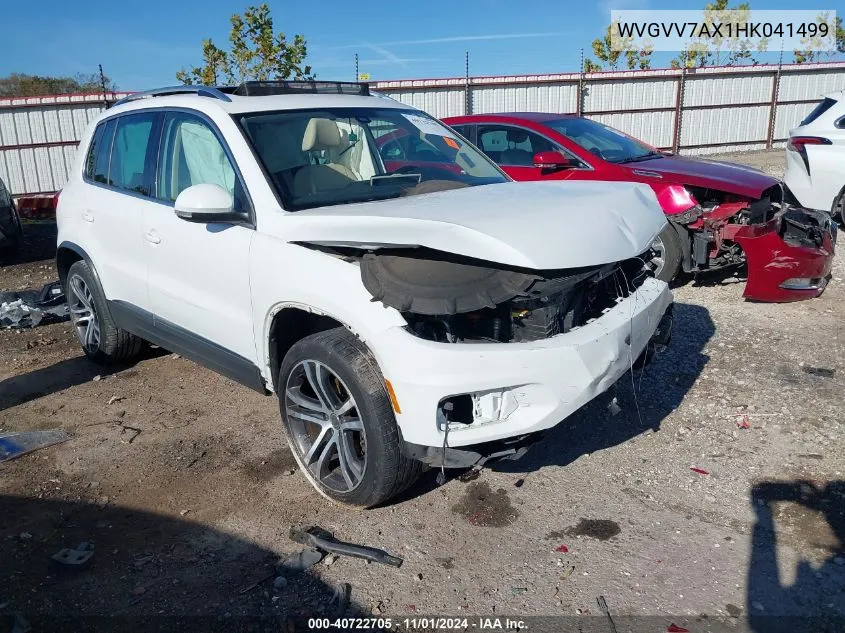 2017 Volkswagen Tiguan 2.0T Sel VIN: WVGVV7AX1HK041499 Lot: 40722705