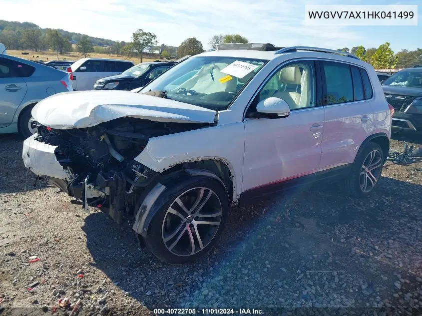 2017 Volkswagen Tiguan 2.0T Sel VIN: WVGVV7AX1HK041499 Lot: 40722705