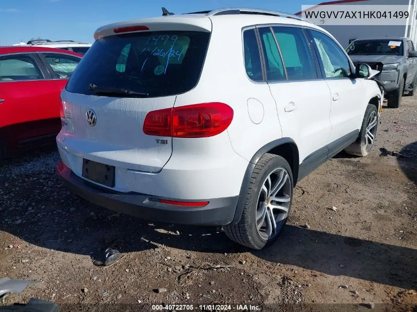 2017 Volkswagen Tiguan 2.0T Sel VIN: WVGVV7AX1HK041499 Lot: 40722705