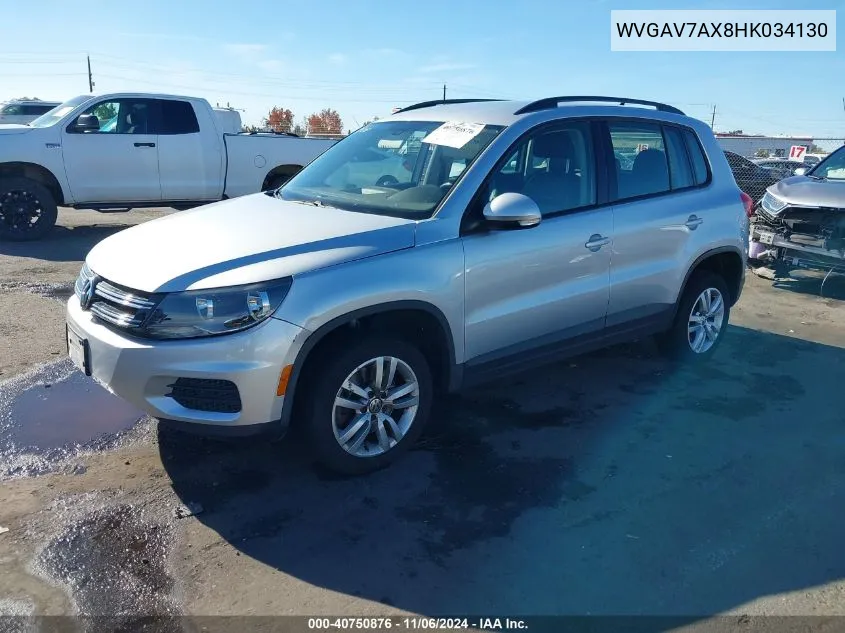 2017 Volkswagen Tiguan 2.0T/2.0T S VIN: WVGAV7AX8HK034130 Lot: 40750876