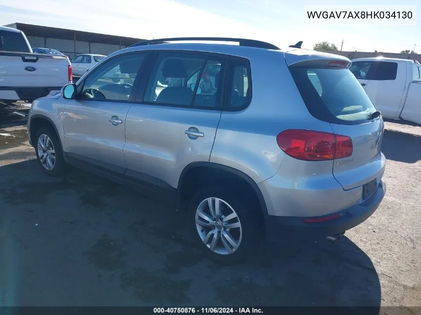 2017 Volkswagen Tiguan 2.0T/2.0T S VIN: WVGAV7AX8HK034130 Lot: 40750876