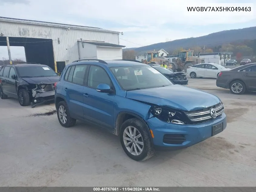 2017 Volkswagen Tiguan S/Limited VIN: WVGBV7AX5HK049463 Lot: 40757661