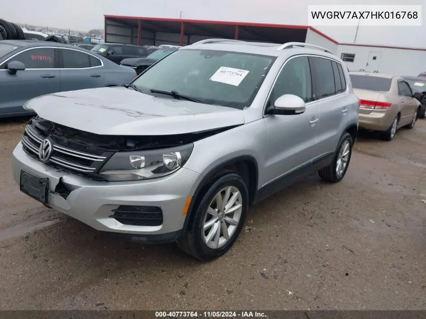 2017 Volkswagen Tiguan 2.0T Wolfsburg Edition VIN: WVGRV7AX7HK016768 Lot: 40773764