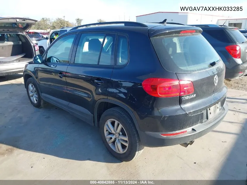 2017 Volkswagen Tiguan 2.0T/2.0T S VIN: WVGAV7AXXHK033285 Lot: 40842885