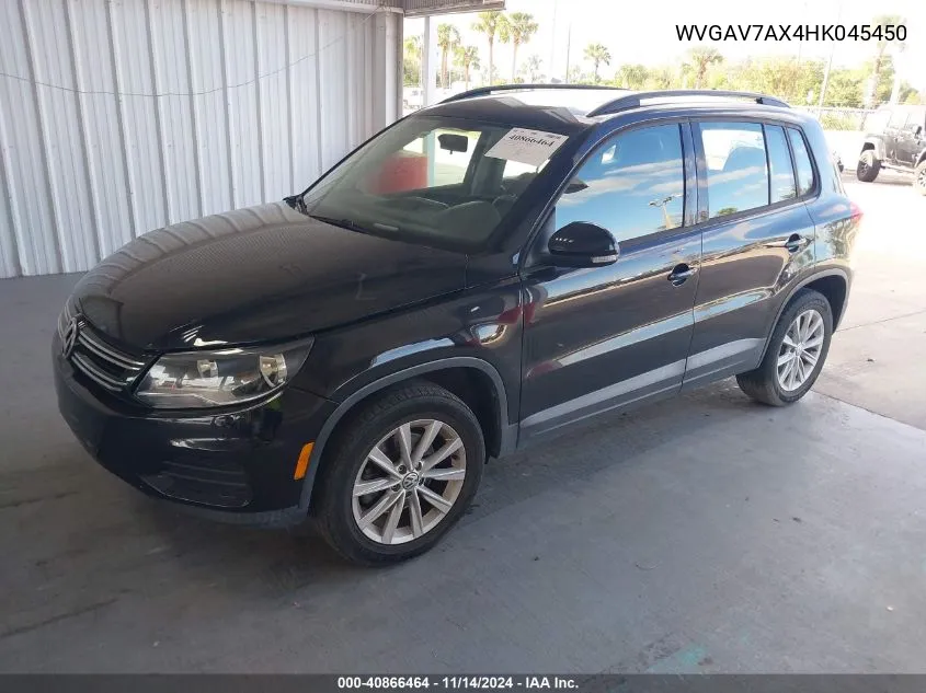 2017 Volkswagen Tiguan 2.0T/2.0T S VIN: WVGAV7AX4HK045450 Lot: 40866464