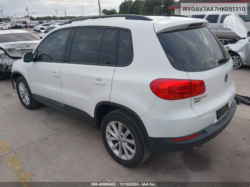 2017 Volkswagen Tiguan 2.0T/2.0T S VIN: WVGAV7AX7HK051310 Lot: 40886402