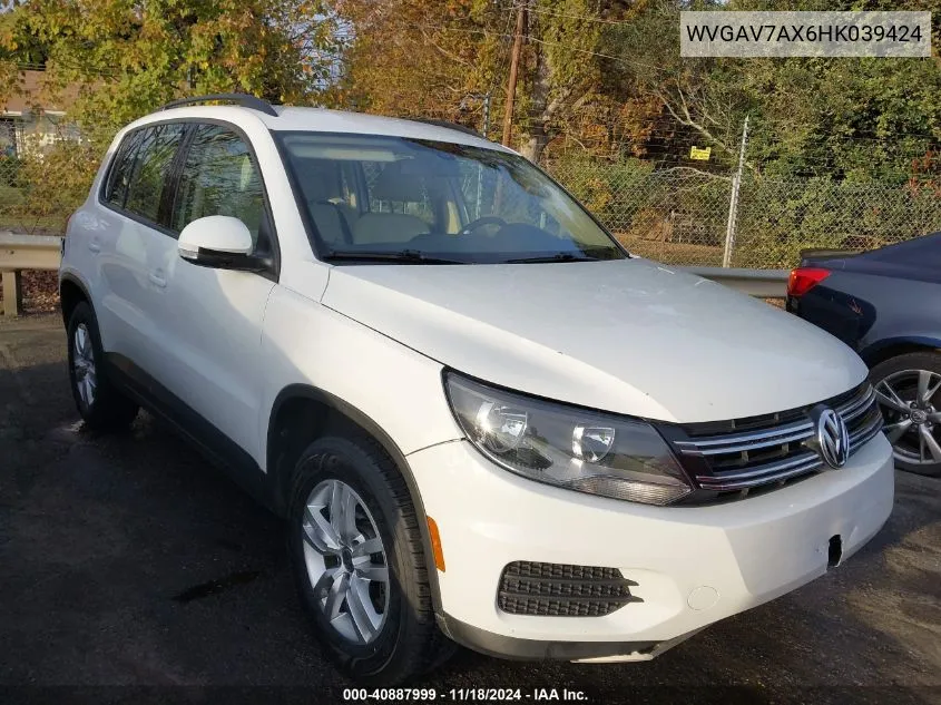 2017 Volkswagen Tiguan 2.0T/2.0T S VIN: WVGAV7AX6HK039424 Lot: 40887999