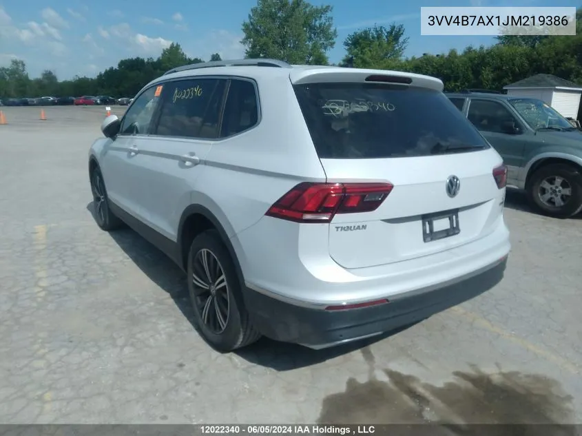 2018 Volkswagen Tiguan VIN: 3VV4B7AX1JM219386 Lot: 12022340