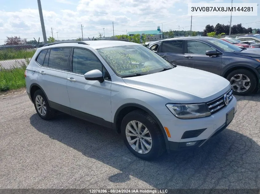 2018 Volkswagen Tiguan VIN: 3VV0B7AX8JM144281 Lot: 12078396