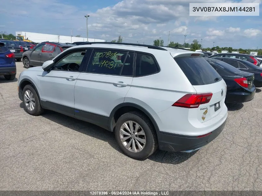 2018 Volkswagen Tiguan VIN: 3VV0B7AX8JM144281 Lot: 12078396