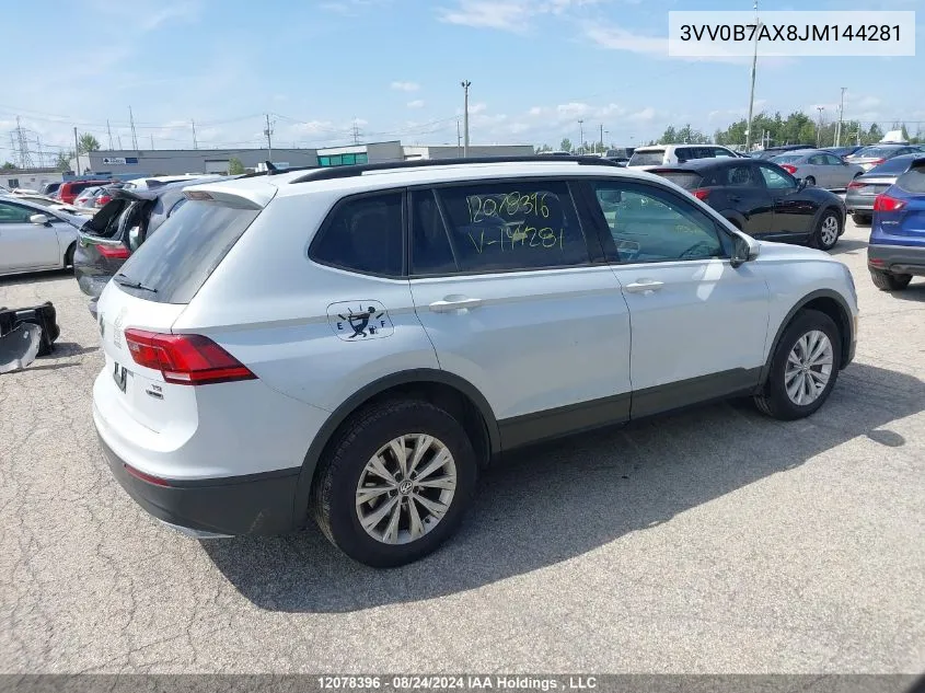 2018 Volkswagen Tiguan VIN: 3VV0B7AX8JM144281 Lot: 12078396