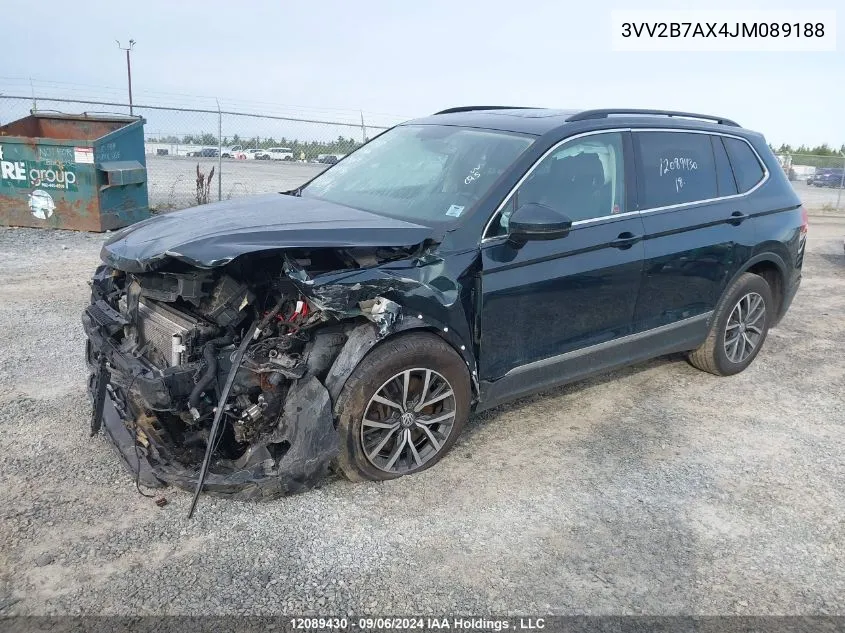 2018 Volkswagen Tiguan VIN: 3VV2B7AX4JM089188 Lot: 12089430