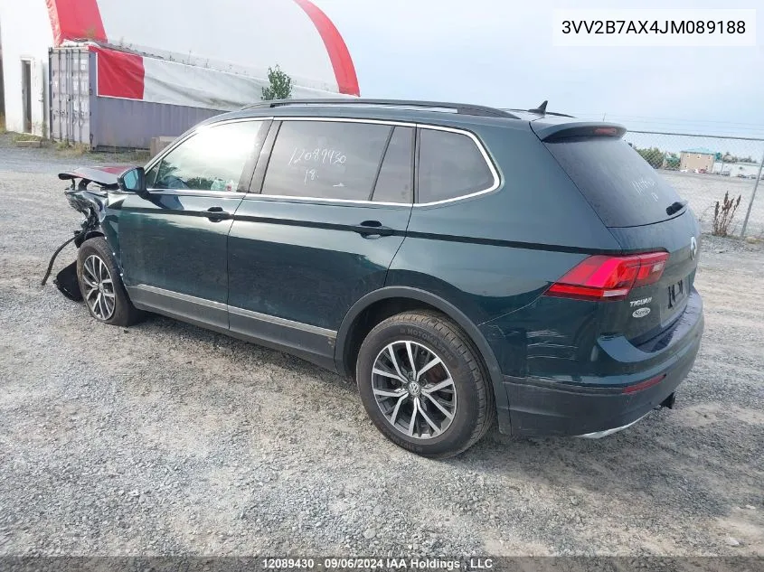 2018 Volkswagen Tiguan VIN: 3VV2B7AX4JM089188 Lot: 12089430