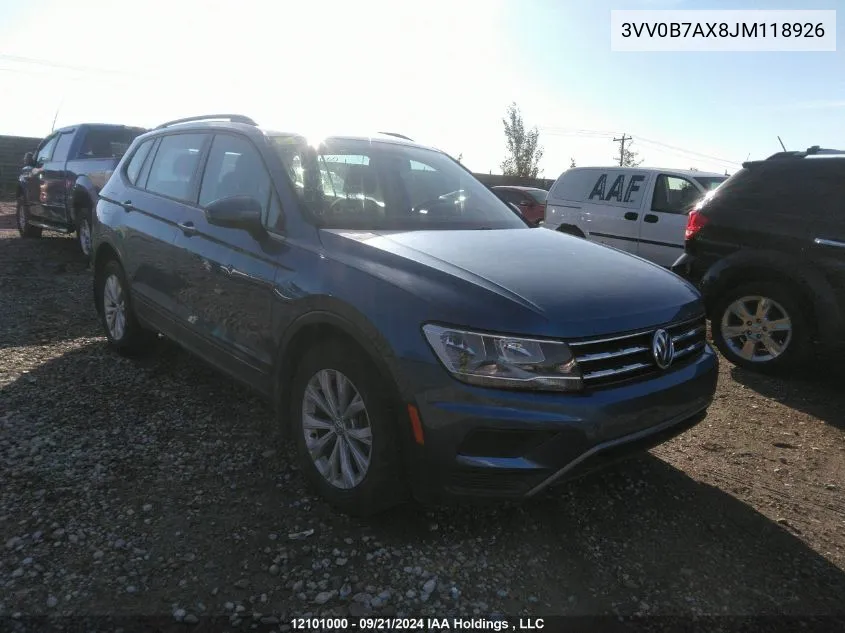 2018 Volkswagen Tiguan VIN: 3VV0B7AX8JM118926 Lot: 12101000