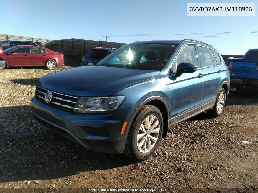 2018 Volkswagen Tiguan VIN: 3VV0B7AX8JM118926 Lot: 12101000