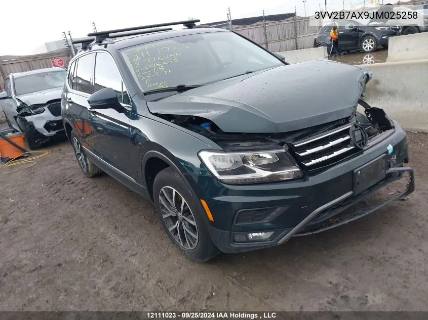 2018 Volkswagen Tiguan VIN: 3VV2B7AX9JM025258 Lot: 12111023