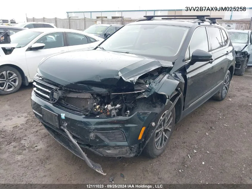 2018 Volkswagen Tiguan VIN: 3VV2B7AX9JM025258 Lot: 12111023