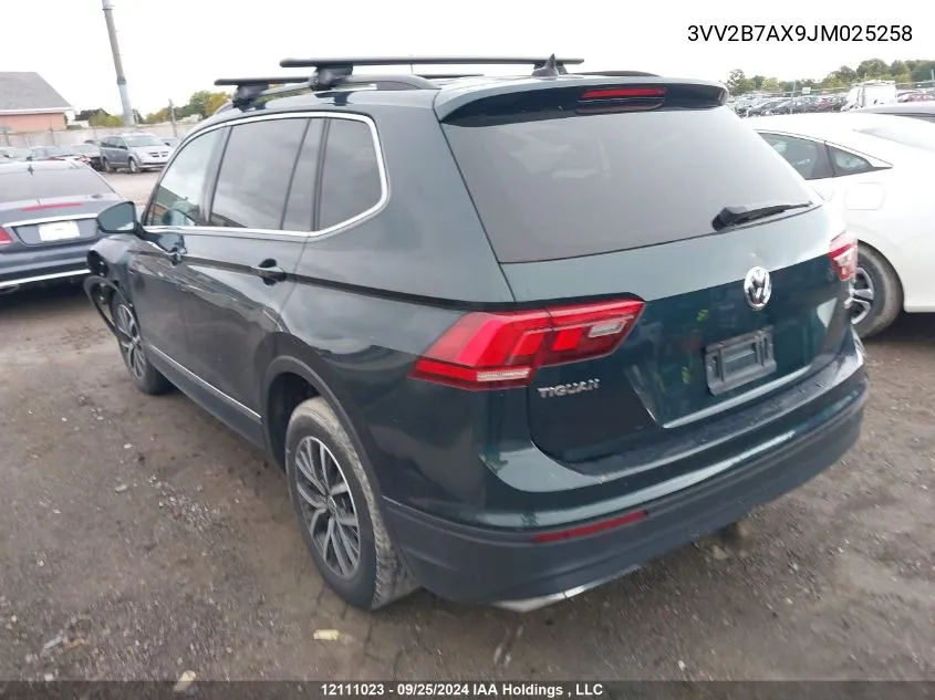 2018 Volkswagen Tiguan VIN: 3VV2B7AX9JM025258 Lot: 12111023