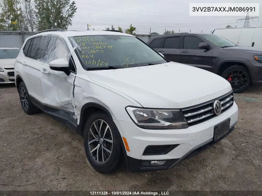 2018 Volkswagen Tiguan VIN: 3VV2B7AXXJM086991 Lot: 12111328