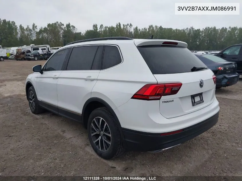 2018 Volkswagen Tiguan VIN: 3VV2B7AXXJM086991 Lot: 12111328